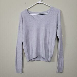 Prana Womens Beige Cotton Blend Knit V Neck Long‎ Sleeve Pullover Sweater Size S